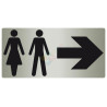Panneau toilettes mixtes vers la droite