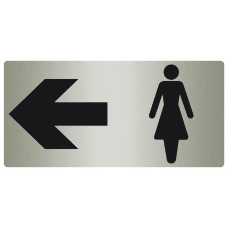 Panneau toilettes femmes à gauche fond métal