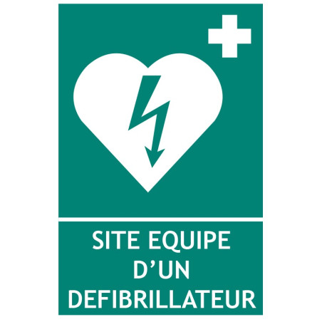 Panneau au format portrait site équipé d'un défibrillateur cardique