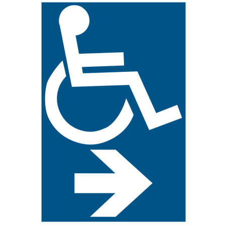 Panneau accès handicapés logo PMR droite