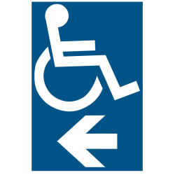 panneau accès handicapés vers la gauche
