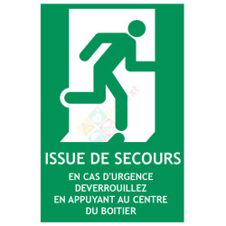 Issue de secours déverrouillez en appuyant