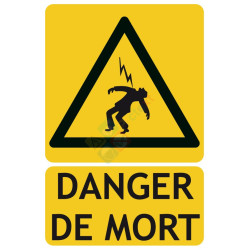 Panneau danger de mort picto-texto