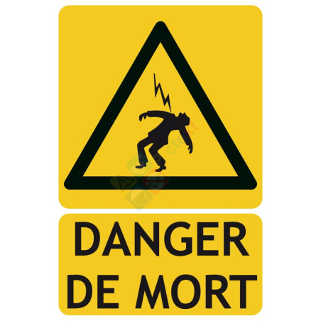 Panneau danger de mort picto-texto