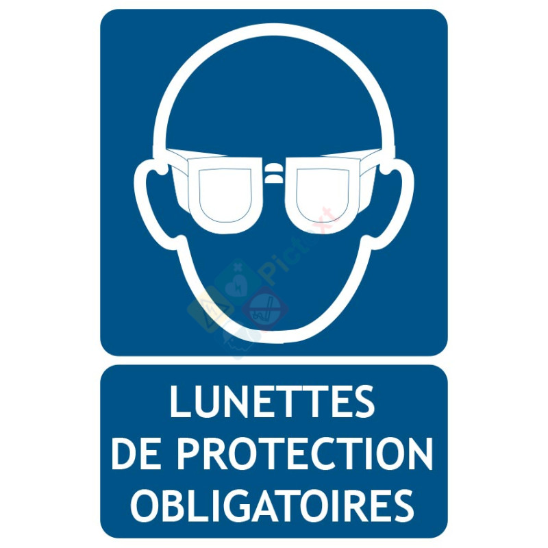 Panneau port des lunettes de protection obligatoire