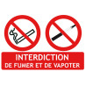 Panneau 2 en 1 Interdiction de fumer et de vapoter