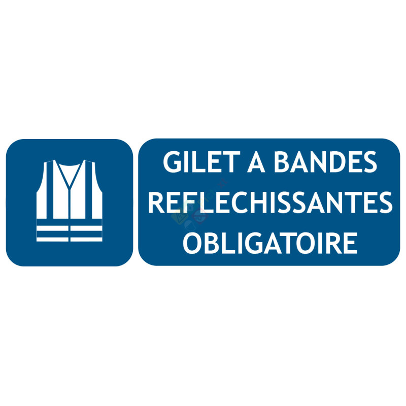 Panneau picto et texte gilet à bandes réfléchissantes obligatoire Panneau picto et texte gilet à bandes réfléchissantes obligatoire