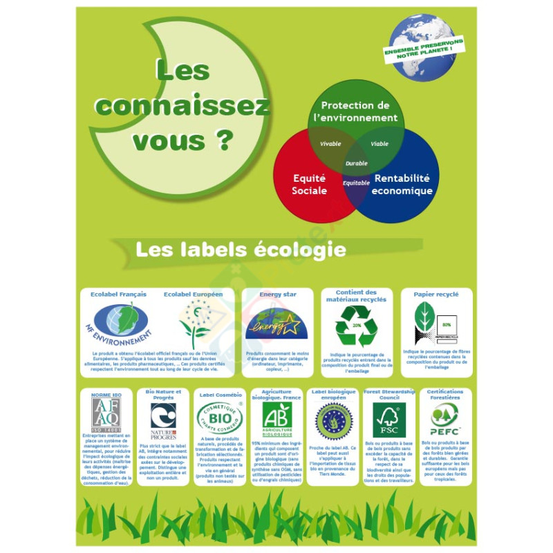 Panneau reconnaitre les labels écologie Panneau reconnaitre les labels écologie