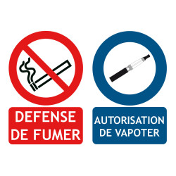 Panneau 2 en 1 Interdiction de fumer et autorisation de vapoter