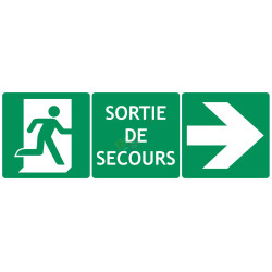 Panneau triptyque sortie secours à droite