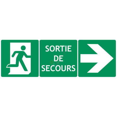 Panneau triptyque sortie secours à droite