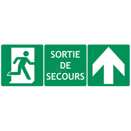 Panneau triptyque sortie secours devant