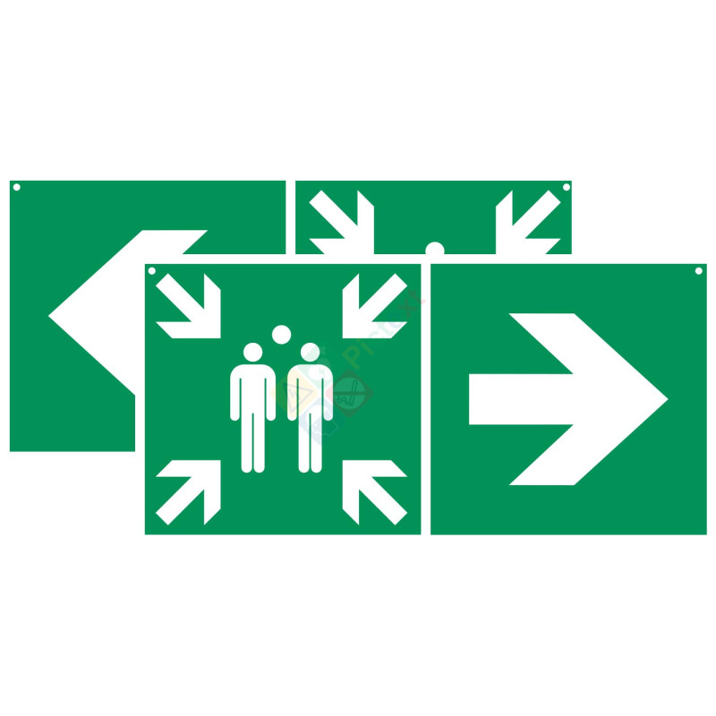 Panneau recto verso point de rassemblement directionnel Panneau recto verso point de rassemblement directionnel