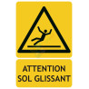 Panneau picto-texto attention sol glissant