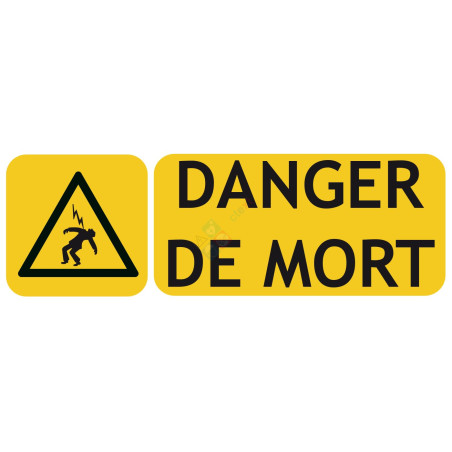 Panneau danger de mort picto-texto format paysage