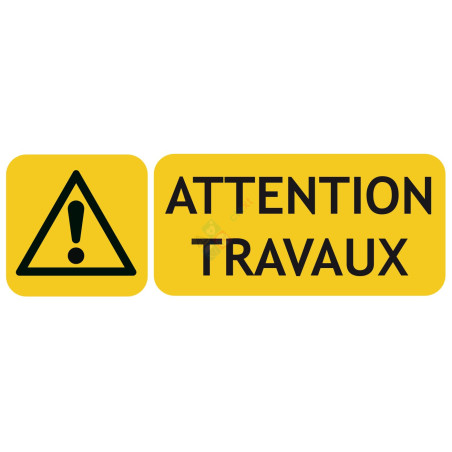 Panneau attention travaux picto-texto paysage