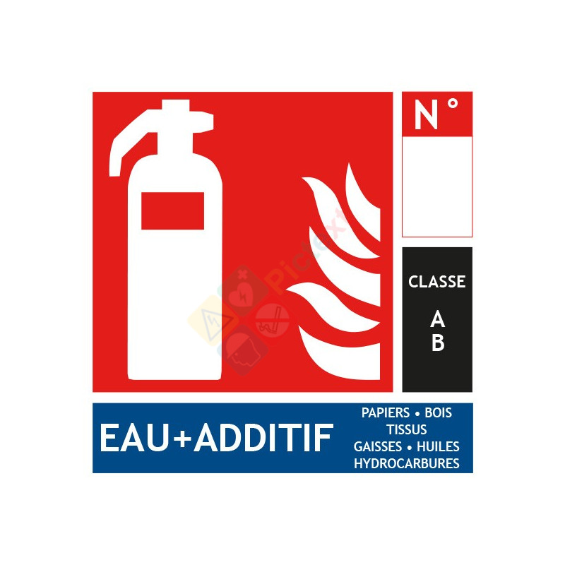 Panneau extincteur eau additif classe A format carré Panneau extincteur eau additif classe A format carré