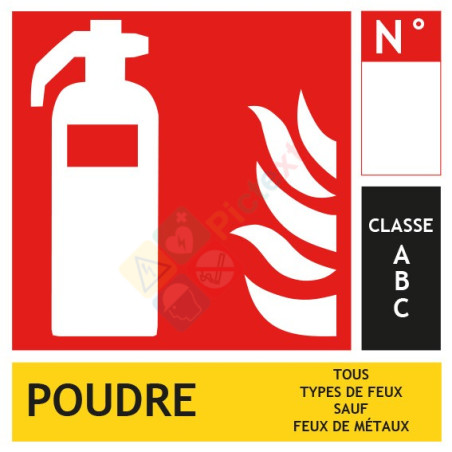 Panneau extincteur poudre classe ABC format carré