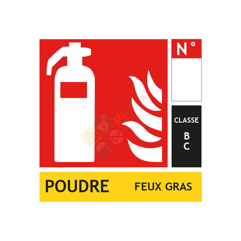 Panneau extincteur poudre classe BC format carré Panneau extincteur poudre classe BC format carré