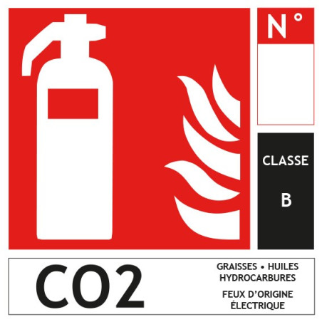 Panneau extincteur CO2 classe B format carré
