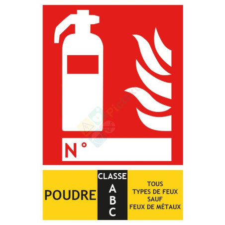 Panneau extincteur poudre classe ABC format vertical