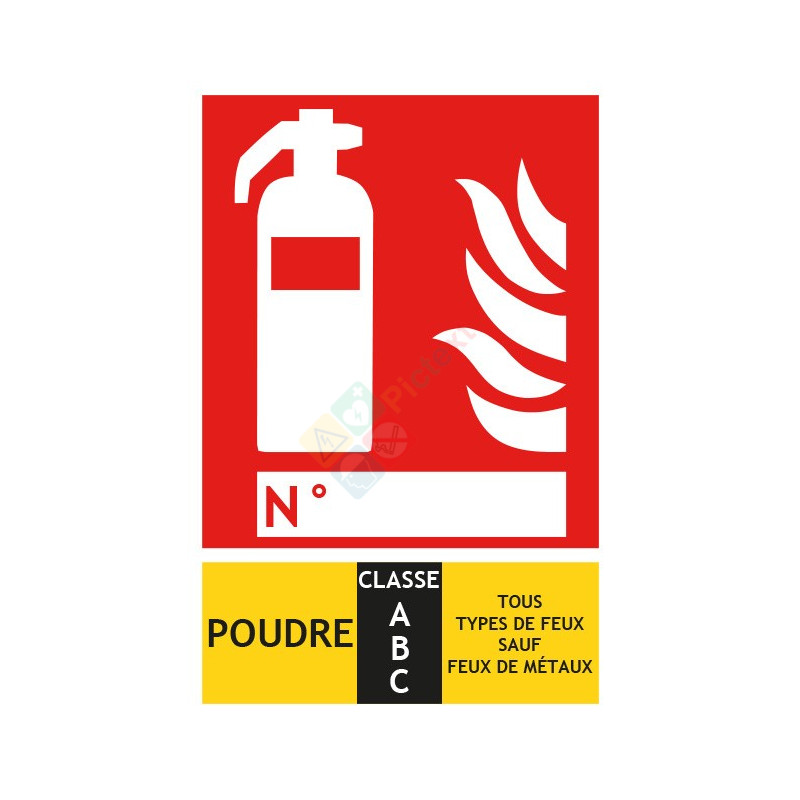 Panneau extincteur poudre classe BC format vertical Panneau extincteur poudre classe BC format vertical