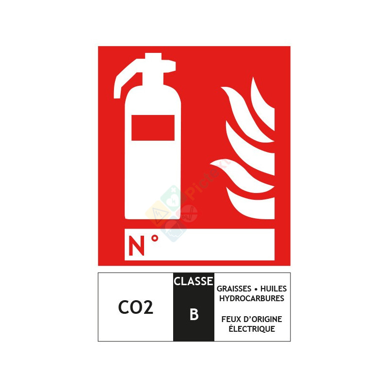 Panneau extincteur CO2 classe B format vertical Panneau extincteur CO2 classe B format vertical