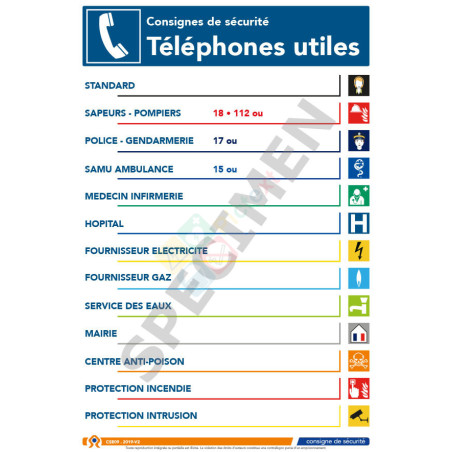 Consigne de sécurité téléphones utiles