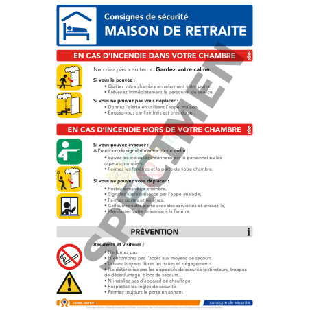 Consigne de sécurité maison de retraite