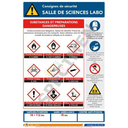 Consigne de sécurité salle de sciences