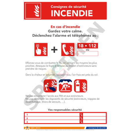 Consigne de sécurité incendie