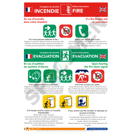 Consigne de sécurité hôtel 2 langues
