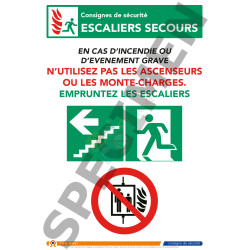 Escalier de secours gauche ne pas prendre l'ascenseur