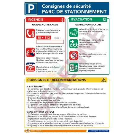 Consigne de sécurité parc de stationnement