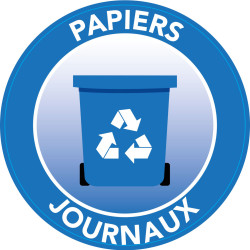 Sticker tri poubelle bleu papiers et journaux