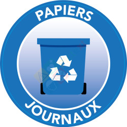 Sticker tri poubelle bleu papiers et journaux