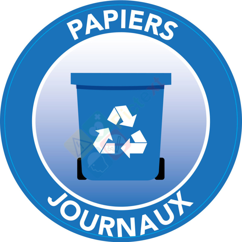 Sticker tri poubelle bleu papiers et journaux Sticker tri poubelle bleu papiers et journaux