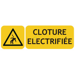 Panneau cloture électrifiée picto-texto format paysage