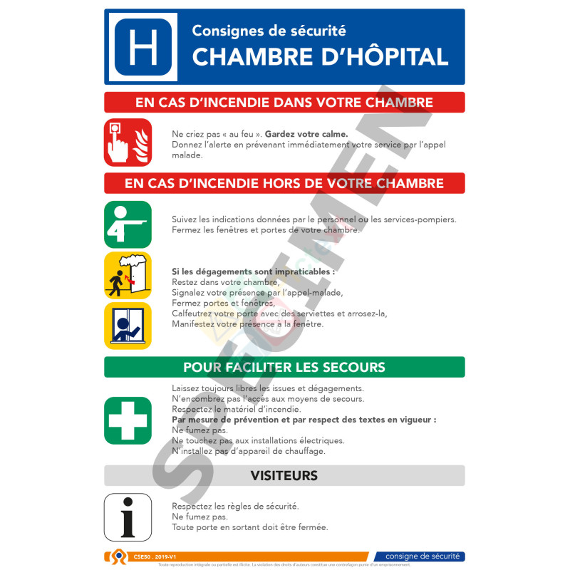 Consigne de sécurité chambre hôpital Consigne de sécurité chambre hôpital