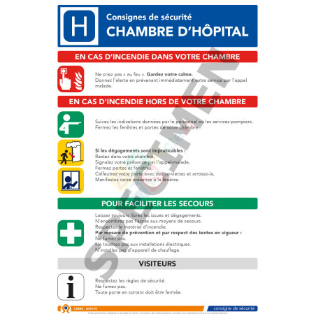 Consigne de sécurité chambre hôpital