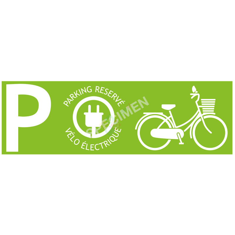 Panneau parking vélos électrique fond vert Panneau parking vélos électrique fond vert