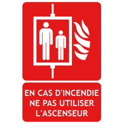 Panneau en cas d'incendie ne pas utiliser l'ascenseur