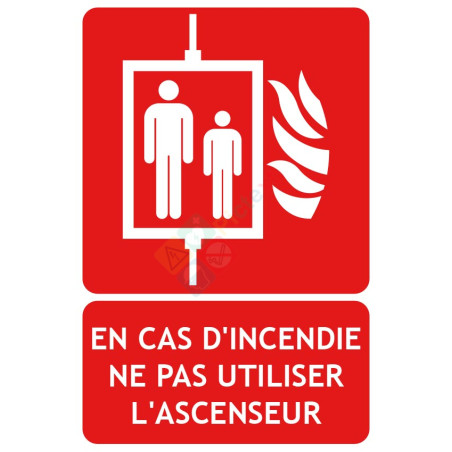 Panneau en cas d'incendie ne pas utiliser l'ascenseur