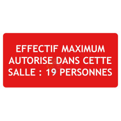 Panneau incendie effectif maximum 19 personnes