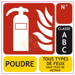 Panneau extincteur poudre classe ABC 100x100 mm