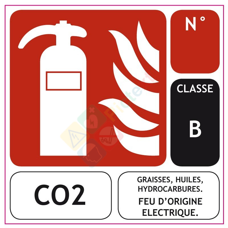 Panneau extincteur CO2 classe B feux électriques