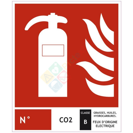AUA SIGNALETIQUE Panneau Extincteur Classe CO2 BC - 150x105mm - PVC 1