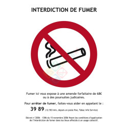 Interdiction de fumer panneau légal