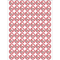 Planche d'autocollants interdiction de fumer 18 mm